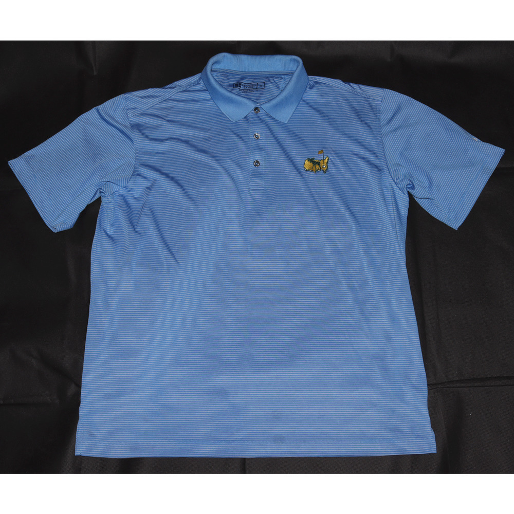 Bermuda Sands Moosters Blue Striped Polyester‎ Golf Polo Shirt Size Medium